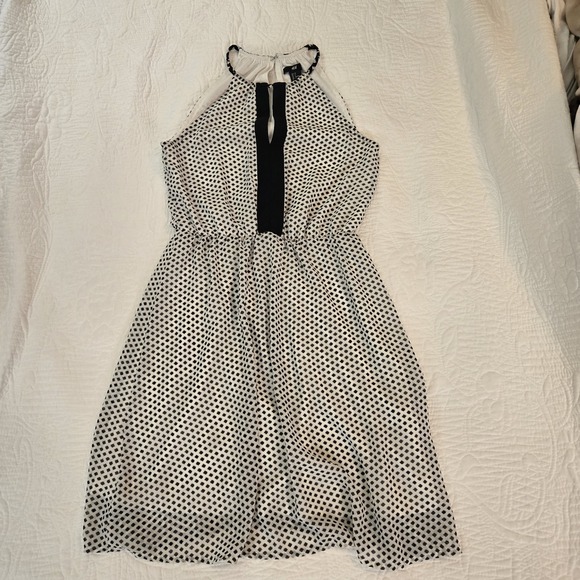 H&M‎ Halter Dress Geometric Black White Chiffion Wedding Guest Size 4 - Picture 1 of 13